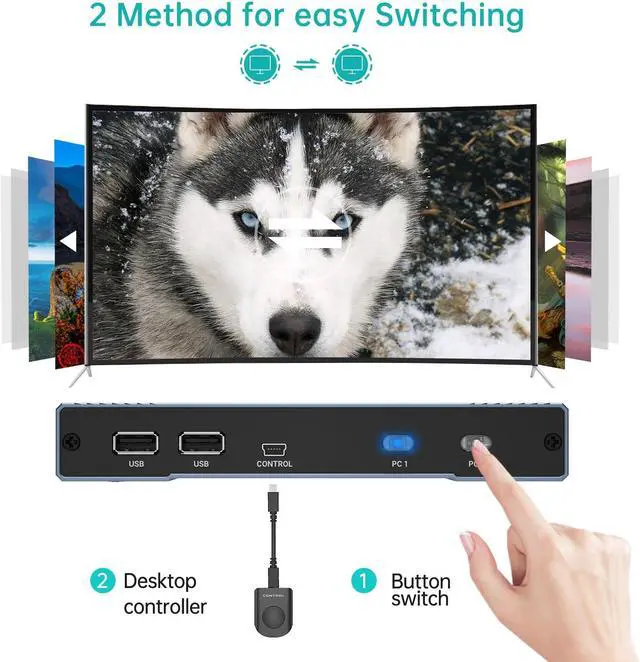 Alt view image 3 of 5 - MT-VIKI 4K Hybrid Type USB C HDMI KVM Switch 2 Port, 4K@60Hz for Apple MacBook & Desktop PC + 65W PD+ Cables