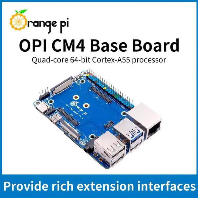 Alt view image 5 of 5 - Orange Pi Compute Module 4 Kit 8GB+64GB, Rockchip RK3566 Quad-Core 64-Bit with Base Board, Orange Pi CM4 8GB RAM 64GB eMMC Flash, Support 2.4/5.0GHz Wi-Fi & Bluetooth 5.0 (CM48G64G+Base Board)