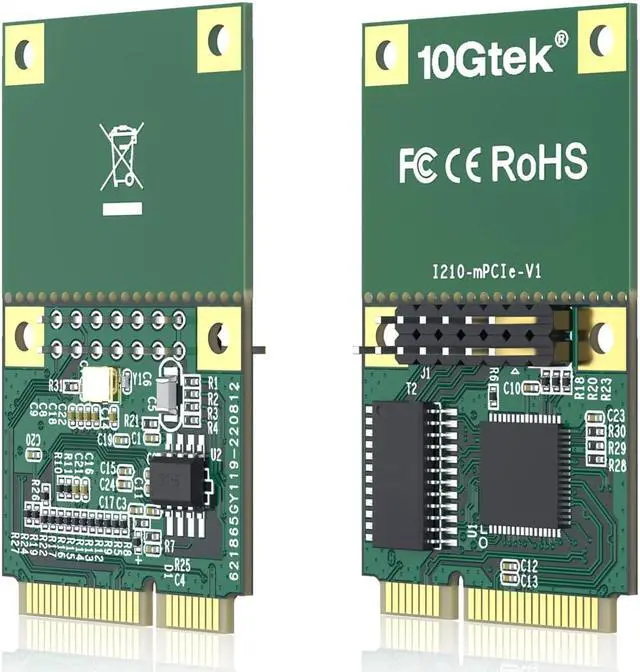 Alt view image 4 of 5 - H!Fiber Mini PCIe Gigabit Ethernet Network Card, Single RJ45 Port, 1G NIC Compare to Intel I210AT, with 30-cm Cable, Mini Pice Interface, not for M.2