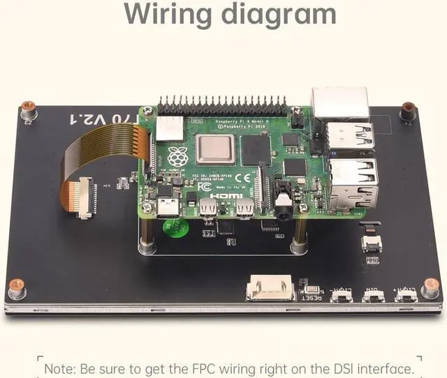 Alt view image 2 of 5 - BIGTREETECH Upgrade PI TFT70 TFT LCD Display DSI 800x480 for Raspberry Pi Model 3D Printer Controller(7in Capacitive Touch Screen) (165X100mm)