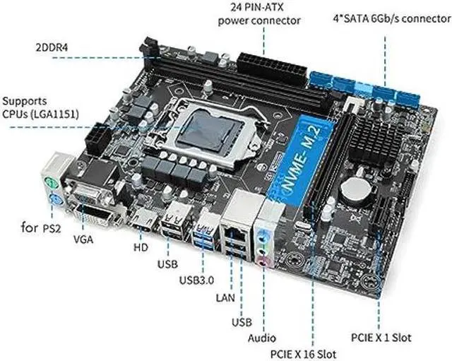 Alt view image 3 of 5 - Heayzoki H310 LGA 1151 Motherboard, Channel DDR4 Memory Slot Gaming Motherboard Supports 8th 9th Generation for Lvy Bridge for LGA1151 Micro ATX DDR4 Motherboard