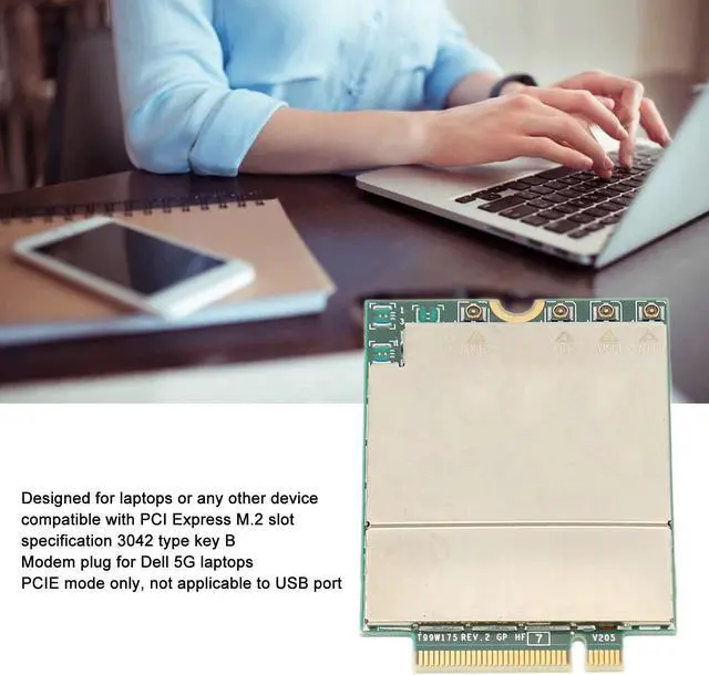 Alt view image 2 of 4 - 5G Network Module, T99W175 5G Module PCI Express M.2 Network Card, 5G Modem Support LTE Band, LTE 4x4 Band, NR NSA Band, WCDMA
