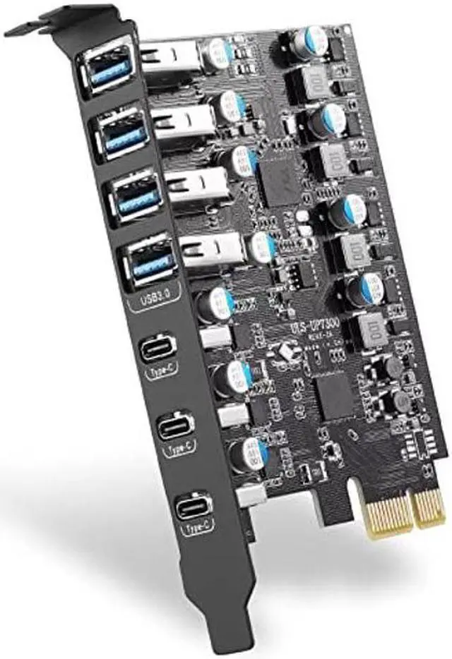 Main image of Fanblack 7 Ports PCI-E to USB 3.0 Expansion Card (4 USB A and 3 USB C Ports), Internal Converter PCI Express Expansion Card for Desktop PC, Works with Win/Linux/Hackintosh/Proxmox/MAC OS/Ubuntu/unRAID