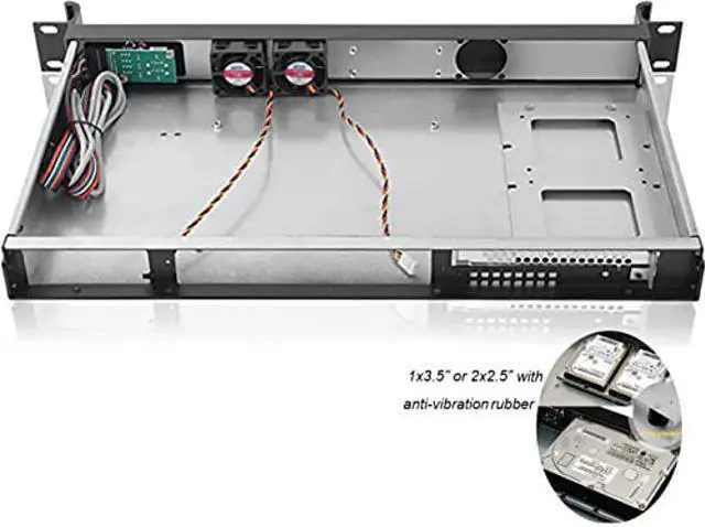 Alt view image 3 of 5 - RackChoice 1U Rackmount Server Chassis 9.84" Depth Support Mini-itx M/B only