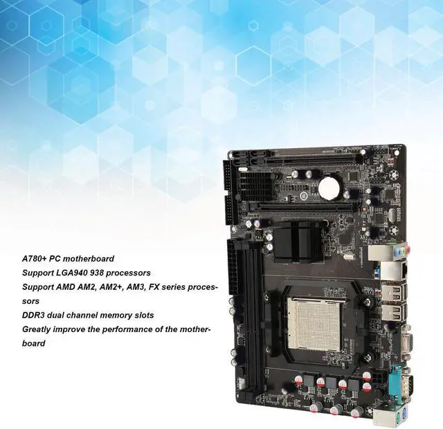Alt view image 2 of 5 - A780+ Gaming Motherboard, DDR3 Channel Computer Motherboard, Desktop Motherboard for LGA940 938 Processors, AM2 AM2+ AM3 FX Series Processors