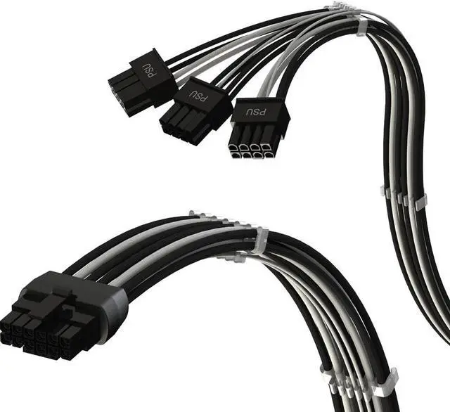 Main image of LINKUP - AVA PCIE 5.0 Molded & Soldered 16Pin (12+4) to 3x8Pin | 16AWG Sleeved | Compatible with RTX50 RTX40 RTX30 FE GPUs | Designed for ASUS/EVGA PSUs Only | 70cm