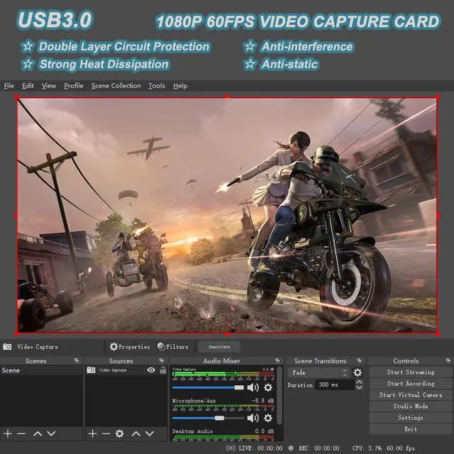 Alt view image 5 of 5 - AMZHRLY 4K HDMI to USB 3.0 Video Capture Card 1080P 60FPS Cam Link Card Game Capture Card Adapter Screen Record Capture Device for Streaming, Gaming, Video Conference, Teaching, Live Broadcasting