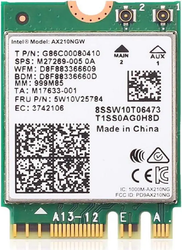 Alt view image 2 of 5 - AX210NGW DTK WiFi Card WiFi 6E Supports 6GHz, 2230, 2x2 AX+BT 5.3+Tri-Band, Includes RF Cable (11 inch), 5dBi High Gain Antennas and Low-Profile Brackets