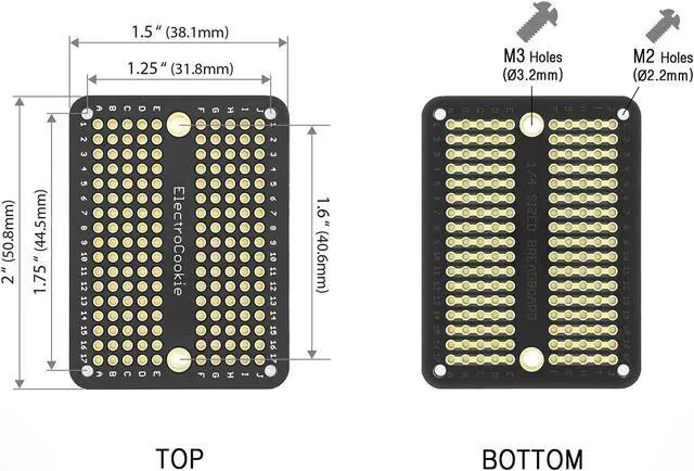 Alt view image 2 of 3 - ElectroCookie Mini PCB Prototype Board Solderable Breadboard for DIY Electronics, Compatible for Mini Arduino Soldering Projects, Gold-Plated (50 Pack, Black)