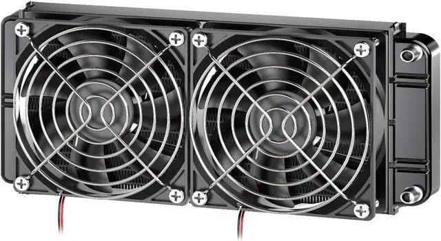 Main image of Clyxgs Water Cooling Radiator, 12 Pipe Aluminum Heat Exchanger Radiator with Fan for PC CPU Computer Water Cool System DC12V 240mm Black