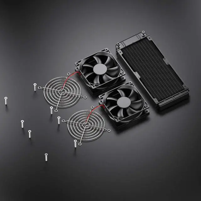 Alt view image 5 of 5 - Clyxgs Water Cooling Radiator, 12 Pipe Aluminum Heat Exchanger Radiator with Fan for PC CPU Computer Water Cool System DC12V 240mm Black