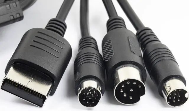 Alt view image 2 of 5 - whiteeeen 4 in 1 RGB Sync Video Audio RCA Cable for Sega Mega Drive MD1 MD2 Genesis Saturn DC Dreamcast SS RGBS Cord 6FT