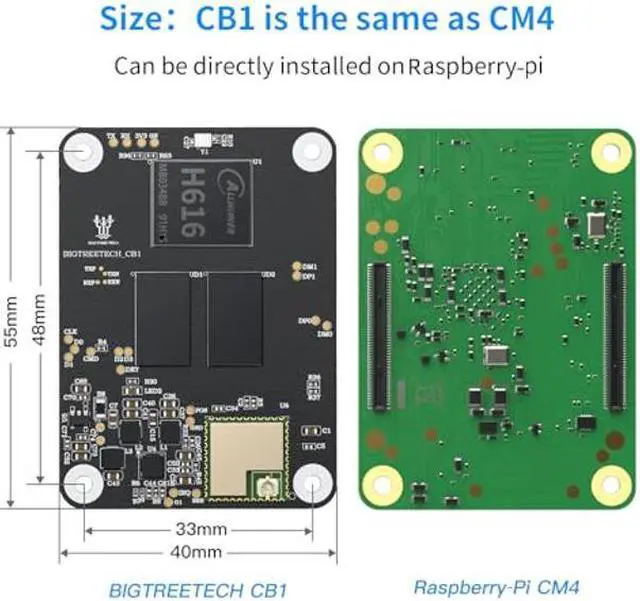 Alt view image 2 of 5 - BIGTREETECH CB1 V2.2 Core Control Board 100M 1GB DDR3 RAM Motherboard Support HDMI Klipper/Debian Compatible for Raspberry pi 4 / PI4B Adapter V1.0 Manta M4P/Manta 5P/M8P/E3 EZ 3D Printer Motherboard