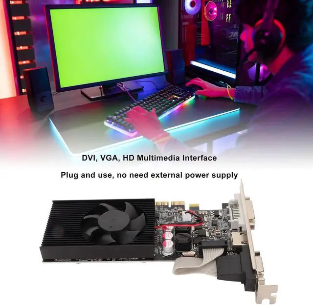 Alt view image 2 of 5 - GT730 Computer Graphics Card, 2G 64bit DDR3 PC Single Cooling Fan Single Cooling Fan Support HDMI VGA DVI Output PCI Express 2.0 x 16 Bus Interface