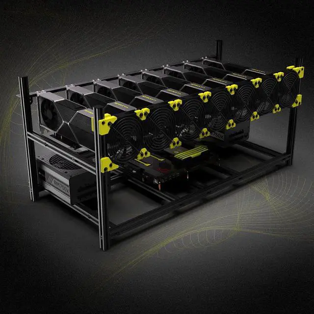 Alt view image 2 of 5 - RXFSP 6/8 GPU Aluminum Stackable Open Air Mining Computer Frame Rig Ethereum Veddha (V4C-8/12GPU)