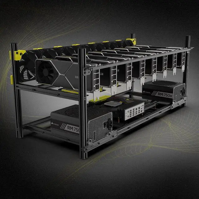 Alt view image 4 of 5 - RXFSP 6/8 GPU Aluminum Stackable Open Air Mining Computer Frame Rig Ethereum Veddha (V4C-8/12GPU)