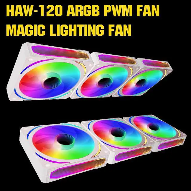 Alt view image 2 of 5 - HAW-120 Infinity Mirror RGB Fans - 3 Pack 120mm PC Fans, 12V 4pin PWM & 5V 3pin ARGB Plug - Silent