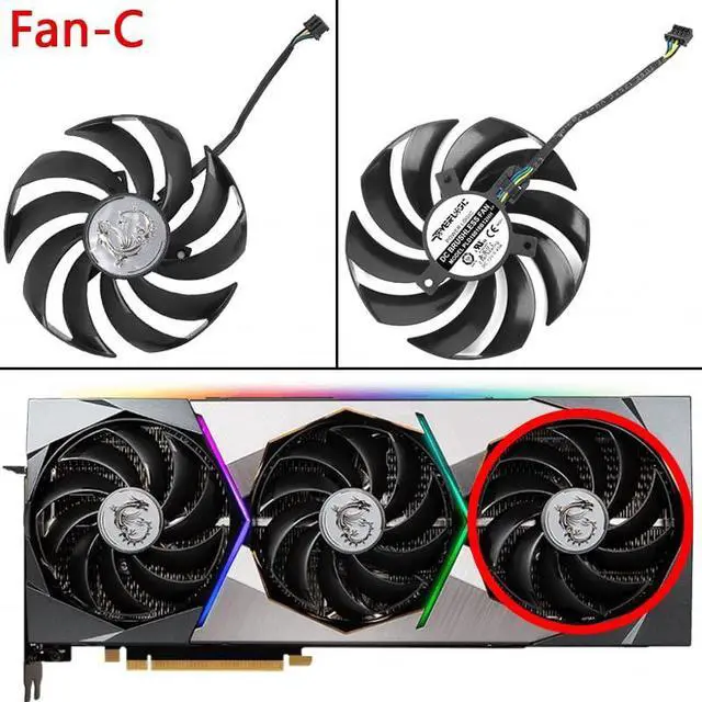 Alt view image 5 of 5 - 95MM PLD10010B12HH Ball Bearing GPU Fan for MSI RTX 3070 3080 Ti 3090 SUPRIM X Graphics Card Cooling Fan (Fan-AB)