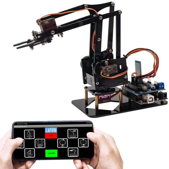 Alt view image 3 of 5 - LAFVIN 4DOF Acrylic Robot Mechanical Arm Claw Kit compatible with Arduino IDE DIY Robot with CD Tutorial
