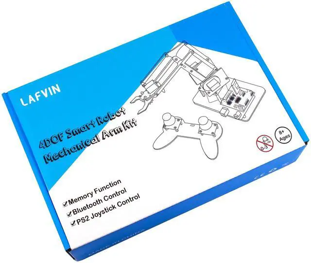 Alt view image 5 of 5 - LAFVIN 4DOF Acrylic Robot Mechanical Arm Claw Kit compatible with Arduino IDE DIY Robot with CD Tutorial