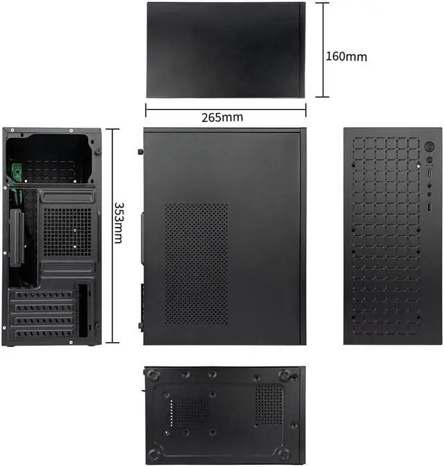 Alt view image 3 of 5 - Micro ATX Case PC Case: MATX Case Mini PC ITX Desktop Computer Case Support Micro ATX MATX DTX ITX Mini PC with USB3.0, Support 3.5'' HDD (Black)