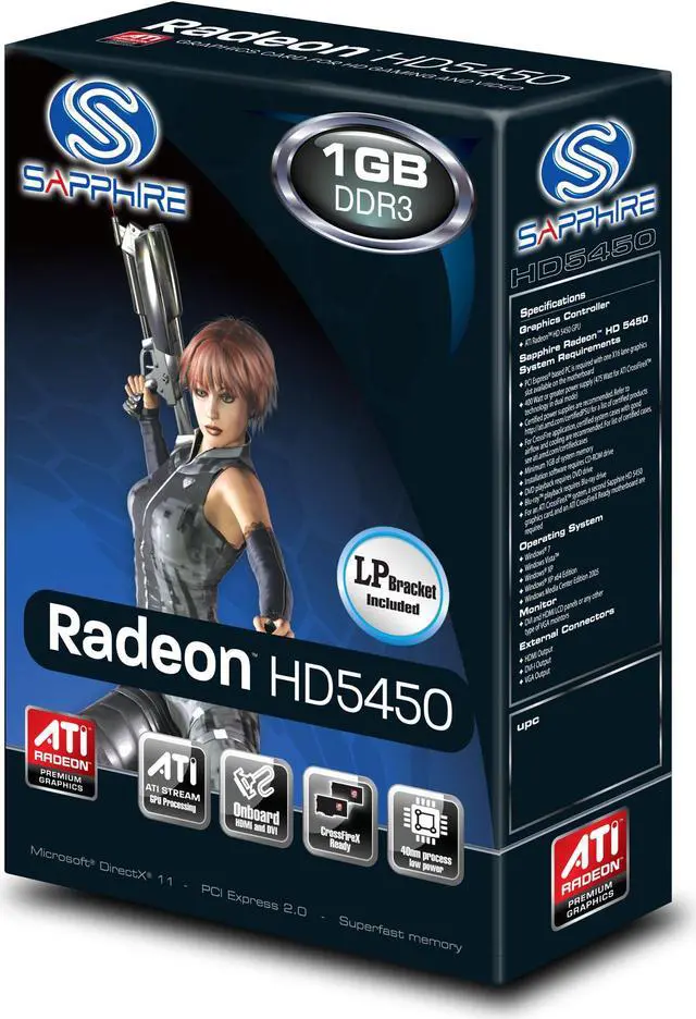 Alt view image 5 of 5 - Sapphire Radeon HD 5450 1 GB DDR3 HDMI/DVI-D/VGA PCI-Express Graphics Card 100292DDR3L