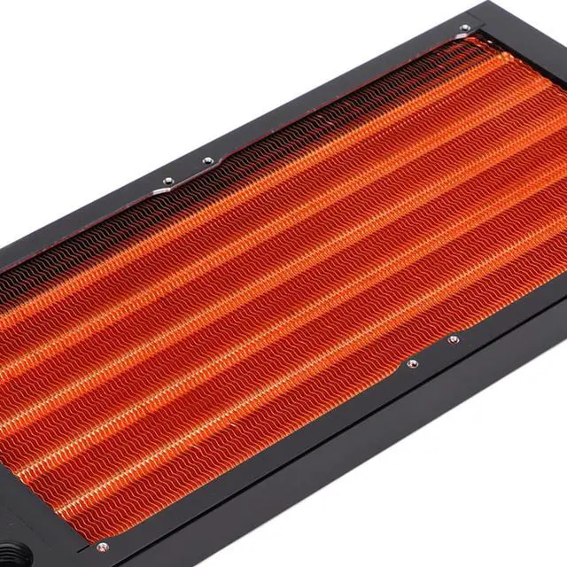 Alt view image 4 of 5 - Water Cooling Radiator, 120 240 360mm 17mm Thick Fan CPU Liquid Cooler,Multiple Pipes,Water Discharge G1 4 Heat Exchangers,for Computer (240mm)