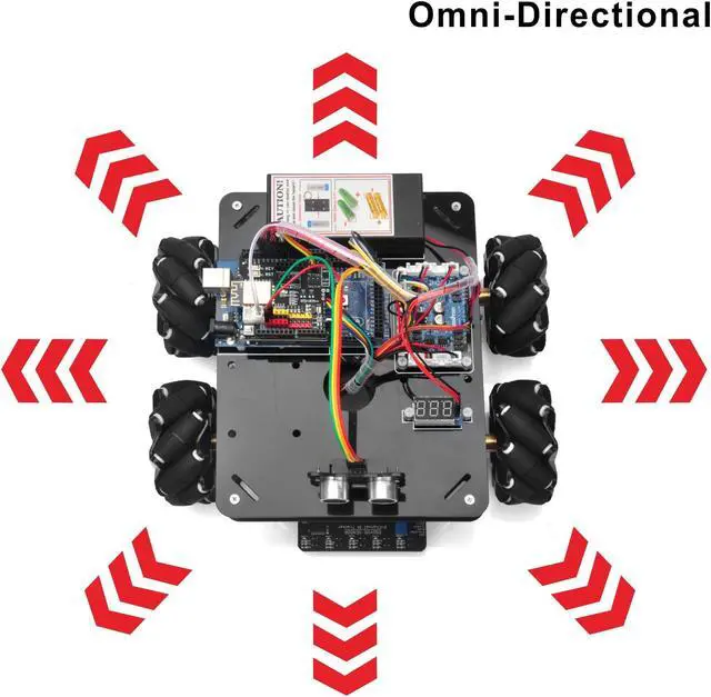 Alt view image 4 of 5 - OSOYOO Omni-directinal Mecanum Wheels Robotic Car Kit for Arduino Mega2560 Metal Chassis DC Motor DIY STEM Remote Controlled Educational Mechanical DIY Coding for Teens Adult