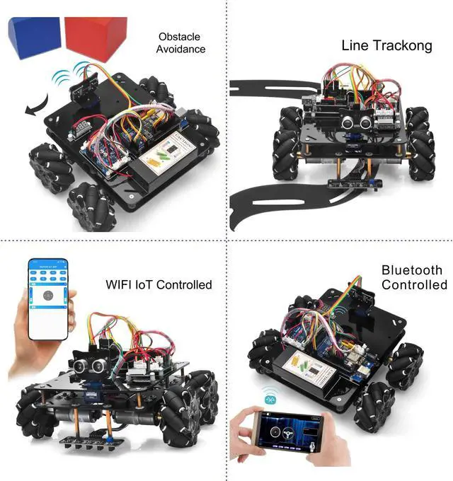 Alt view image 2 of 5 - OSOYOO Omni-directinal Mecanum Wheels Robotic Car Kit for Arduino Mega2560 Metal Chassis DC Motor DIY STEM Remote Controlled Educational Mechanical DIY Coding for Teens Adult