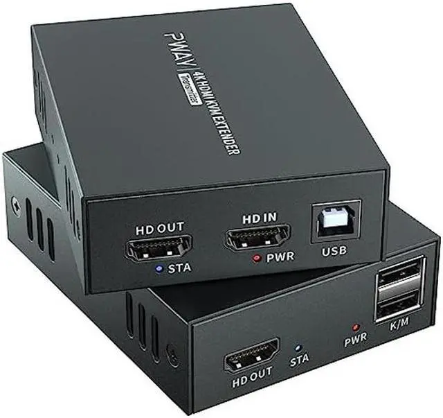 Main image of 4K HDMI KVM USB Extender Transmit 4K@60Hz Video Over Cat5e/6 Ethernet Cable 60m (196ft) Zero Latency Support Mouse Keyboard Control Remote Signal NVR