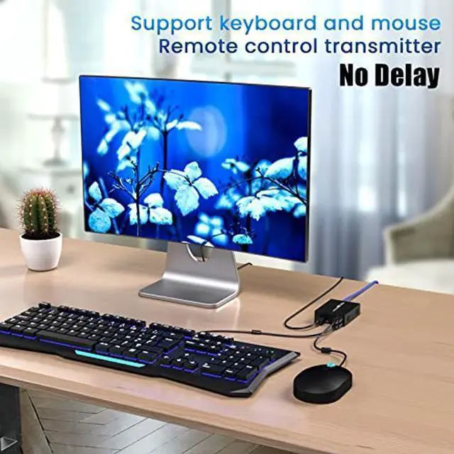 Alt view image 5 of 5 - 4K HDMI KVM USB Extender Transmit 4K@60Hz Video Over Cat5e/6 Ethernet Cable 60m (196ft) Zero Latency Support Mouse Keyboard Control Remote Signal NVR