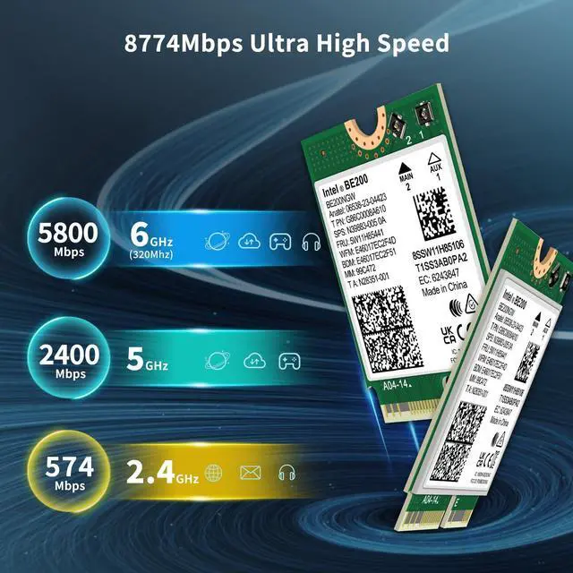 Alt view image 3 of 5 - WiFi 7 Wireless Card Intel BE200 NGW, Bluetooth 5.4, 5800Mbps M.2/NGFF Network Adapter for Laptop Support Windows 10/11 (64bit), Linux. Ideal for WiFi7/WiFi6E/WiFi6/WiFi5 Router and Wireless AP