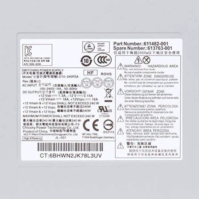 Alt view image 2 of 4 - Li-Sun 240W 503376-001 Power Supply Compatible with HP Pro 6000 6005 6080 6200 6280 6300 6305 6380/ Elite 8000 8100 8180 8200 8280 SFF Replaces D10-240P1A DPS-240RB HP-D2402A0 HP-D2402E0 508152-001