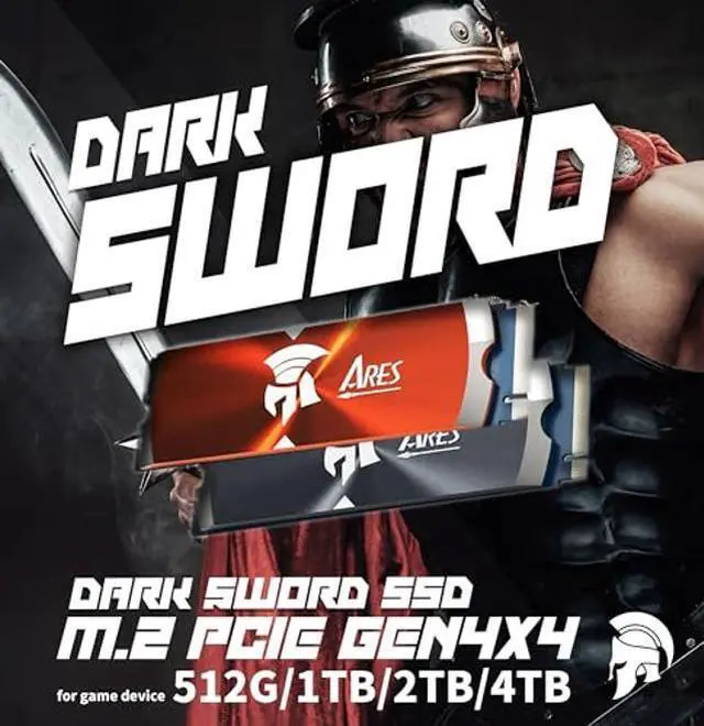 Alt view image 2 of 5 - DATO 2TB Internal SSD w/Heatsink for Gaming, ARES Dark Sword M.2 2280 PCIe Gen4x4 Solid State Drive, Up to 7200/6850 MB/s, Storage Expansion for Gaming Consoles - Black