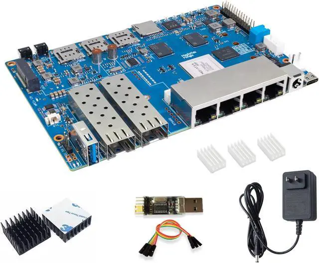 Main image of Banana Pi BPI-R4 Wi-Fi 7 Wireless Dual-Band WiFi OpenWRT Router Board, with MediaTek MT7988A (Filogic 880) SoC, Support 2X 10GbE SFP and 4X GbE Gigabit Ethernet for NAS Smart Home Gateway