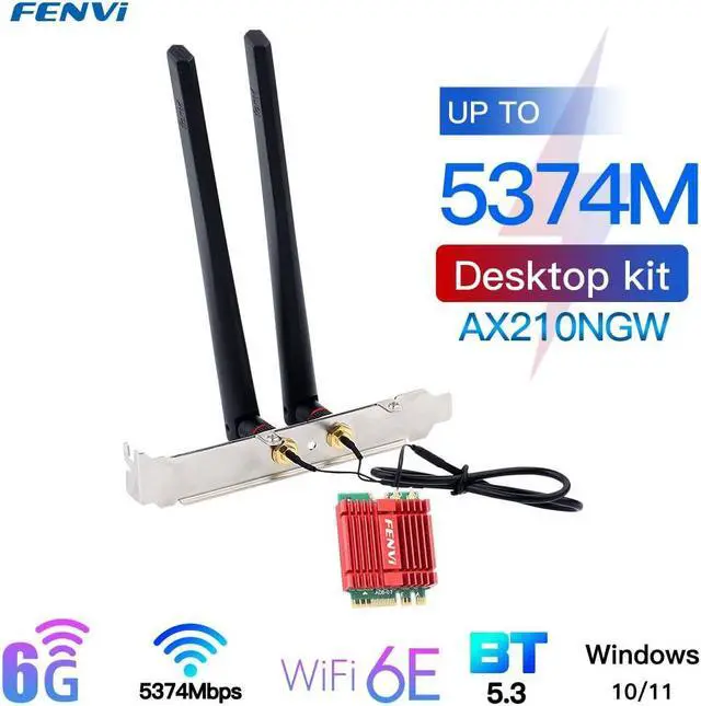 Alt view image 2 of 5 - Mini AX210NGW WiFi Card WiFi 6E M.2 2230 NGFF Desktop Kit Wireless BT 5.3 Network Adapter AX210 802.11ax Tri-Band AX5400Mbps WiFi 6GHz Band for PC Windows 11/10