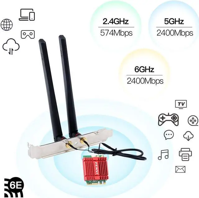 Alt view image 4 of 5 - Mini AX210NGW WiFi Card WiFi 6E M.2 2230 NGFF Desktop Kit Wireless BT 5.3 Network Adapter AX210 802.11ax Tri-Band AX5400Mbps WiFi 6GHz Band for PC Windows 11/10