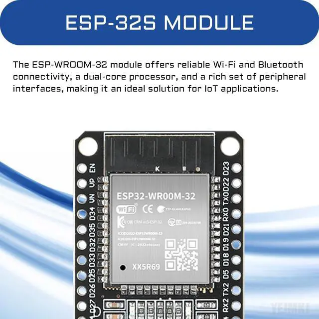 Alt view image 2 of 5 - YEJMKJ 5pcs ESP32 ESP-32S Development Board ESP-WROOM-32 Module 2.4GHz Dual-Mode WiFi + Bluetooth Processor 2-in-1 Dual Cores Microcontroller Integrated Chip CP2102 for Arduino IDE