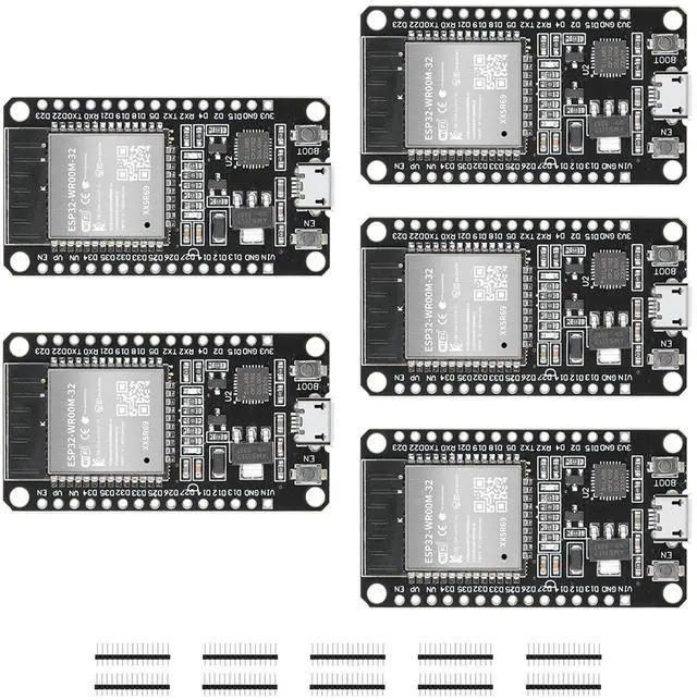Main image of YEJMKJ 5pcs ESP32 ESP-32S Development Board ESP-WROOM-32 Module 2.4GHz Dual-Mode WiFi + Bluetooth Processor 2-in-1 Dual Cores Microcontroller Integrated Chip CP2102 for Arduino IDE