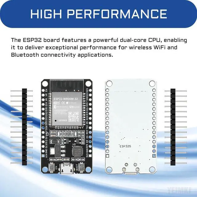 Alt view image 3 of 5 - YEJMKJ 5pcs ESP32 ESP-32S Development Board ESP-WROOM-32 Module 2.4GHz Dual-Mode WiFi + Bluetooth Processor 2-in-1 Dual Cores Microcontroller Integrated Chip CP2102 for Arduino IDE