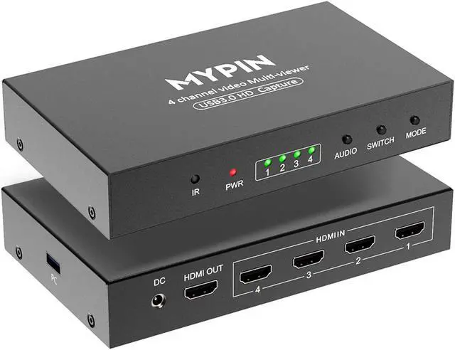 Main image of MYPIN USB3.0 HDMI Video Capture Card, 4-Channel 1080P@60fps HDMI Game Caputre for Multi-Channel Live Streaming with Loop Out for Xbox One/ PS4/ Wii U/Nintendo Switch