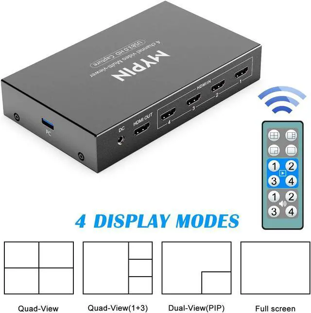Alt view image 3 of 5 - MYPIN USB3.0 HDMI Video Capture Card, 4-Channel 1080P@60fps HDMI Game Caputre for Multi-Channel Live Streaming with Loop Out for Xbox One/ PS4/ Wii U/Nintendo Switch