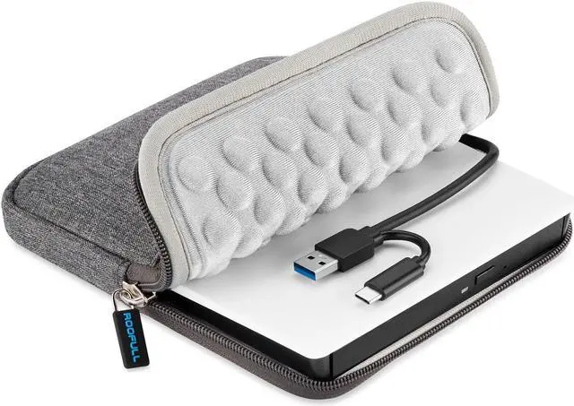 Main image of ROOFULL External CD DVD Drive for Mac Laptop, USB 3.0 & USB-C Portable CD Reader Writer Burner DVD Player ROM+/-RW Disc Drive with Carrying Case for Apple MacBook Windows 11 PC Computer, White