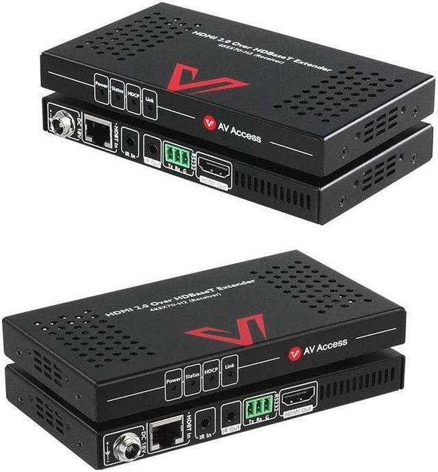 Main image of AV Access HDBaseT 4K HDMI Extender Over Single Cat5e/6/6a/7 Ethernet, HDMI 2.0 YUV4:4:4, EDID, PoE, Bi-Directional IR/RS232 Pass Through, HDR10, CEC, up to 4K@60Hz 130ft, 1080P@60Hz 230ft