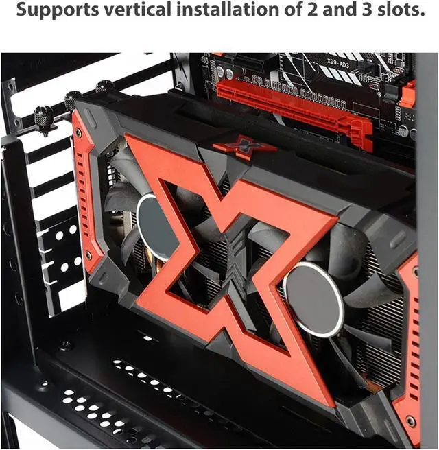 Alt view image 3 of 5 - Bewinner Vertical Graphics Card Holder Kit, PCI E 3.0 X16 Vertical GPU Mount, Graphics Card VGA Support Bracket Holder for ATX PC Case (26 * 6.2 * 12.8 cm)