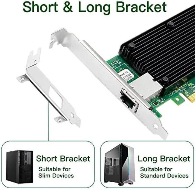Alt view image 3 of 5 - XZSNET 10G Network Card with Intel X550 Chip, 10GB PCI-E NIC Compare to Intel X550-T1, Single RJ45 Port PCI Express X4 Ethernet Adapter Support Windows/Windows Server/Linux/Freebsd/VMware ESXi