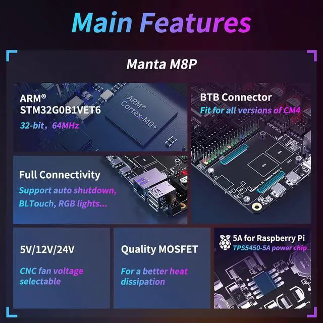 Alt view image 3 of 5 - BIGTREETECH Manta M8P V1.1 + CB1 V2.2 + HDMI5 + TMC2209 UART*7 Control Board Kit for Voron 2.4 New Upgrade Support Running Klipper