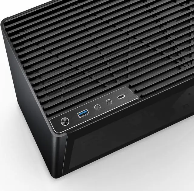 Alt view image 4 of 5 - Jonsplus i100 Pro Mini-ITX Gaming Case, Black Magnesium/Aluminum Alloy, Tempered Glass Side Panels - Supports Custom Liquid Cooling, 360mm AIO, 166mm Air Cooler, 3-Slot GPU