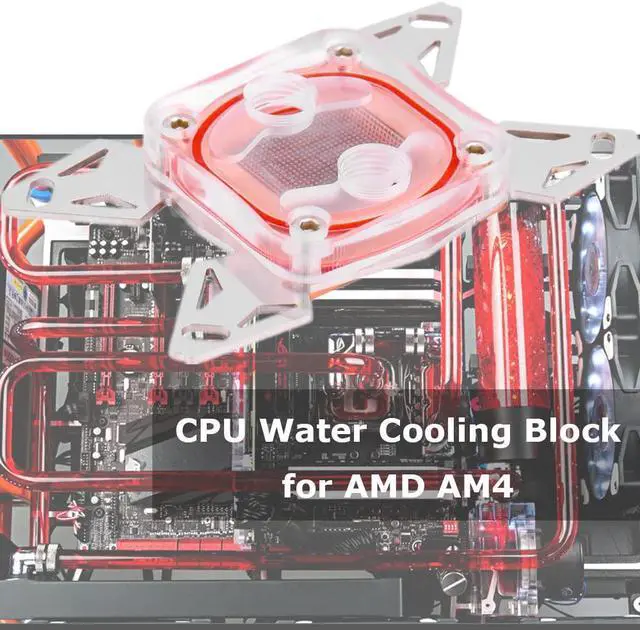 Alt view image 2 of 5 - Diyeeni CPU Water Block for AM4 Socket, PC Water Cooling CPU Cooler Heat Sink G1 / 4" Thread, Copper Base, Computer Liquid Cooling System Accessories