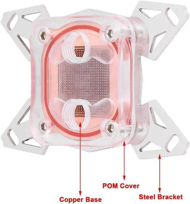 Alt view image 3 of 5 - Diyeeni CPU Water Block for AM4 Socket, PC Water Cooling CPU Cooler Heat Sink G1 / 4" Thread, Copper Base, Computer Liquid Cooling System Accessories
